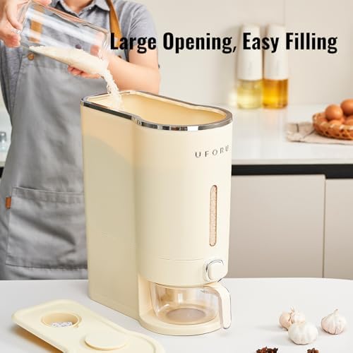 UFORU Rice Dispenser 23-25 LB,Airtight Rice Storage Container,Measuring Cup - Image 5