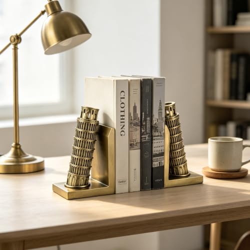 Leaning Tower of Pisa Bookends, Decorative Book Ends for Heavy Books - Image 5