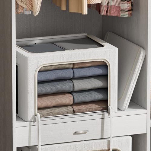 FHSQX 6 Pack Clothes Storage Bins,Ivory White, 16.5x12.2x12.2inch (40L) - Image 4