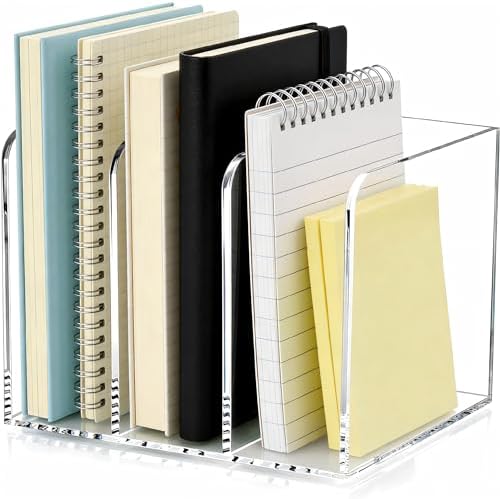 Clear Acrylic 3-Slot Magazine File Holder, Vertical Desk Organizer - Image 4