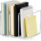 Clear Acrylic 3-Slot Magazine File Holder, Vertical Desk Organizer - Image 4