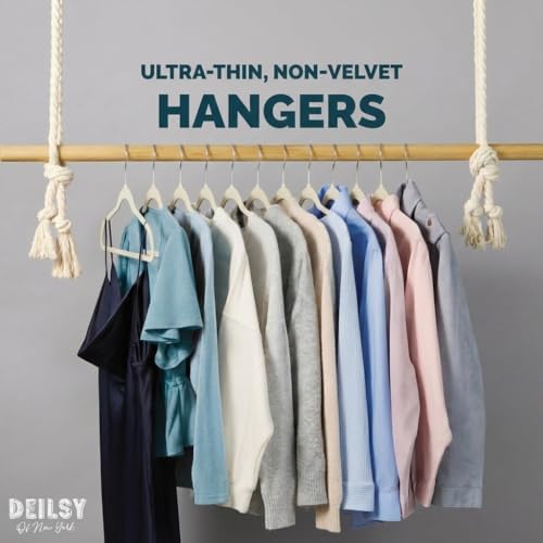 DEILSY™ Non-Velvet Thin Hangers Space Saving Ivory Hangers 50 Pack - Image 2