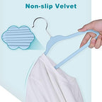 BAGAIL 50 Pack Kids Velvet Hangers 11 Inches Children's Clothes Hangers Non-Slip Baby Hangers for Infant/Toddler (Babyblue) - Image 4