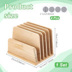 UNICRAFTALE 5-Slot Bamboo Paper Organizer Stand Vertical Desktop File Rack Modular Letter Holder for Home Office Countertop Mail Sorter 7.5x9.8x7.1 Inch - Image 3