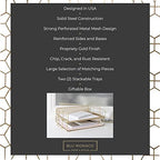 BLU MONACO | Paper Tray Stackable Gold Mesh Set of 2 | Stackable File Trays for Desk Organization | Tiered Desk Organizer with Metal Letter Trays - Image 3