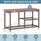 Shoe Rack Bench for Entryway 3-Tier, Free Standing Shoe Racks with Seat Cushion, Narrow Shoe Storage Shelf with Boot Organizer, Shoe Rack for Small Spacesh with Wood Bench (Brown+Brown) - Image 3