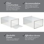 Simplify Set of 12 Stackable Shoe Boxes | Customizable | Fits Size 11 Shoes | Drop Front Design | Closet Storage | Sneakers | Heels | Clear and White - Image 3