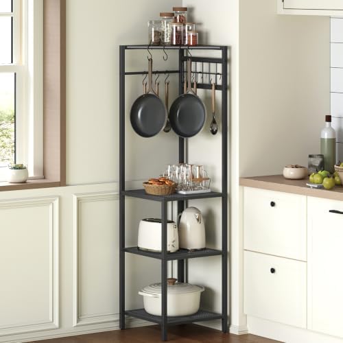 MAHANCRIS 4-Tier Pot Rack, Freestanding Pot and Pan Organizer with Hooks by MAHANCRIS