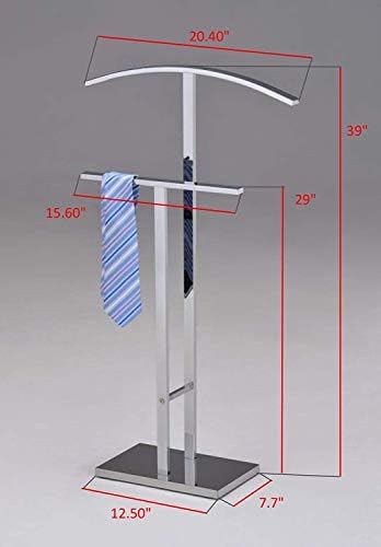 KB Designs - Metal Suit Valet Stand Clothing Organizer, Clothes Rack, Jacket Hanger, Tie Hanger (Chrome) - Image 4