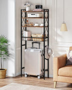 CHOEZON Over The Toilet Storage Rack, 4-Tier Bathroom Organizer Shelf, Over Toilet Storage with Wire Basket and Toilet Paper Holder, Adjustable Shelves, for Bathroom, Rustic Brown and Black TTS03BF - Image 2