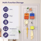 SWTYMIKI Over The Door Purse Organizer - Wall Mounted Purse Rack with 16 Hooks and Metal Basket, Handbag Hanger Organizer Holds up to 16 Bags, Bag Rack Can Use As 1/2 Part, for Door, Closet - Image 3