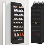 STORAGE MANIAC Over the Door Shoe Organizer with Curtain Dustproof Heavy-Duty Large Deep Pocket Hanging Shoe Organizer for Closet Dorm & Narrow Door Storage Shoe Holder Shoe Rack, 9-Shelf Black 1 Pack by STORAGEMANIAC