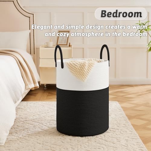 Artfeel Laundry Basket,Woven Cotton Rope Laundry Hamper,100L for Decorative Storage of Dirty Clothes,Toys and Blankets in Bathroom,Baby Room and Living Room - Image 4
