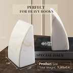 Koville Marble Bookends for Shelves, Large Bookends for Heavy Books, Natural Stone Book Stopper for Books CD Movies, Aesthetic Decorative Book Ends (Golden Calacatta) - Image 2