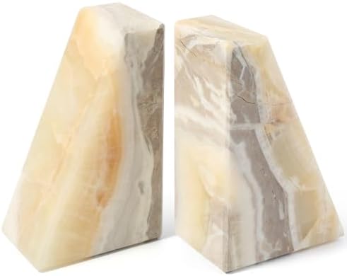Karibiber Marble Bookends for Heavy Books, Decorative Book Ends for Shelves, Weighted Book End for Hardback Book & CDS, Unique Stopper & Holder, Green Onyx with Black, Set of 2 by Karibiber