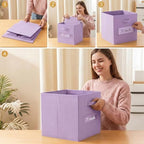 Storage Bins,11" Cube Storage Bin with Labels,10pcs,Purple - Image 5