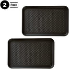 All-Weather Boot Tray 2-Pack - Water-Resistant Plastic Mud Pans, Pet Food Mats, and Outdoor or Indoor Shoe Mat for Entryway by Stalwart (Black) - Image 3