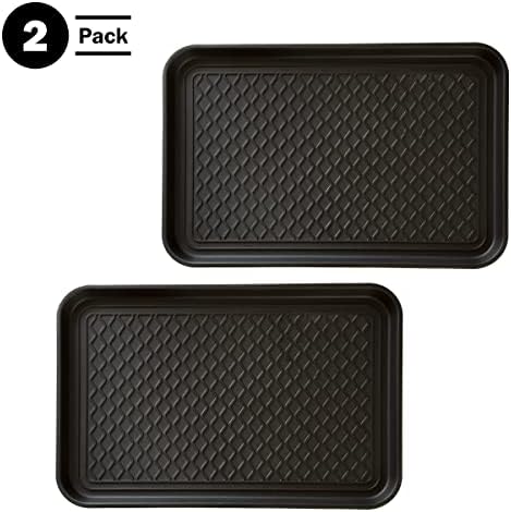 All-Weather Boot Tray 2-Pack - Water-Resistant Plastic Mud Pans, Pet Food Mats, and Outdoor or Indoor Shoe Mat for Entryway by Stalwart (Black) - Image 3