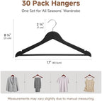 StorageWorks Wooden Coat Hangers, 30 Pack Wood Clothes Hanger for Closet - Image 2