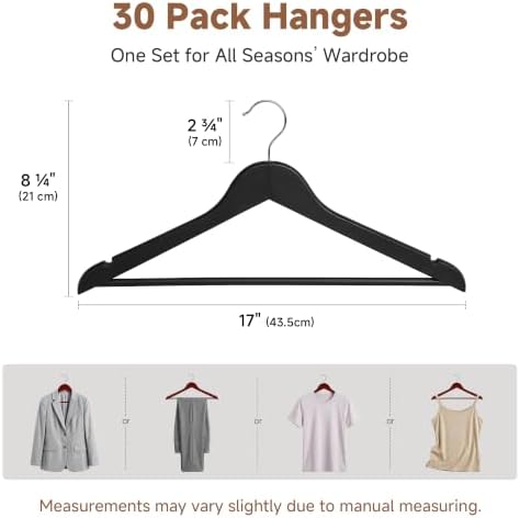 StorageWorks Wooden Coat Hangers, 30 Pack Wood Clothes Hanger for Closet - Image 2