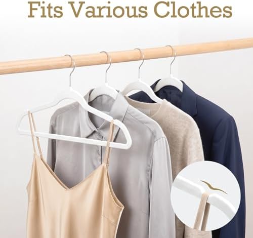 HOUSE DAY White Velvet Hangers 120 Pack, Premium Non Slip Clothes Hanger - Image 4