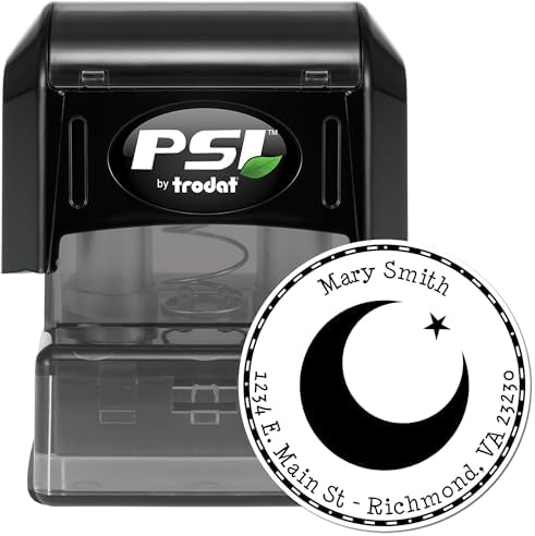Custom Envelope Stamp for Muslim Wedding Planners - Personalized Ethereal Crescent Return Address Stamp, Pre-Inked, Round 1-5/8, Choose from 5 Ink Colors - Ideal for Elegant Invitations & Stationery - Image 2