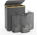 Hampers for Laundry Basket with Lid, 160L Large Laundry Hamper 3 Section by Bathola