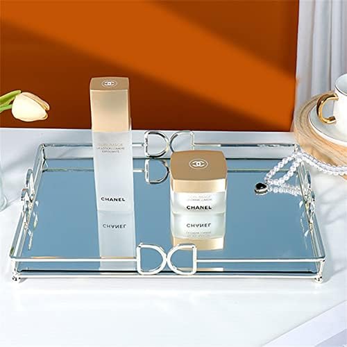 Large Silver Mirrored Tray with Elevated Ball Feet, 14x10 Entire Length Perfume Organizer for Dresser, Modern Minimalist Bathroom Counter Vanity Storage - Image 4