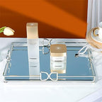 Large Silver Mirrored Tray with Elevated Ball Feet, 14x10 Entire Length Perfume Organizer for Dresser, Modern Minimalist Bathroom Counter Vanity Storage - Image 4