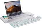 PG Silver Monitor Stand Riser with 4-Port USB Charging ports, Convenient keyboard organiser,Desktop Organizer for Computer, Laptop, TV, Printer - Ergonomic Keyboard Tray & Storage Shelf. - Image 5