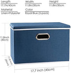PRANDOM Large Collapsible Storage Bins with Lids [5-Pack] Fabric Foldable Storage Boxes Organizer Containers Baskets Cube with Cover for Home Bedroom Closet Office Royal Blue(17.7x11.8x11.8) - Image 6