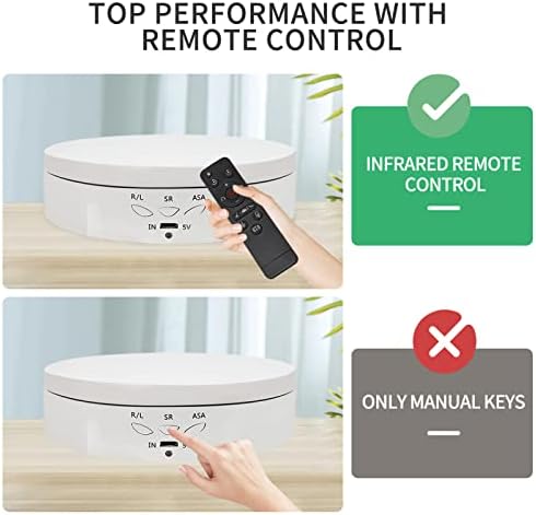 Remote Motorized Rotating Display Stand Turntable with Rechargeable Battery Motorized Lazy Susan with 5.74/7.08/8.66 inch Replacement Cover 3 in 1 for Photography Products and Shows (White) - Image 3