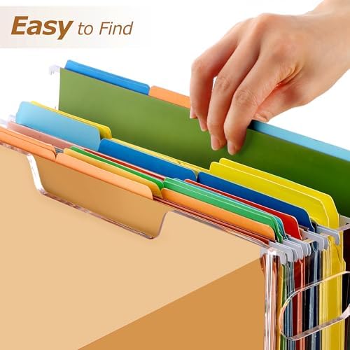 Clear Acrylic Hanging File Organizer Box with Handle, Letter Size Portable File Folder Storage Box, Filing Holder for Desk Home Office - 1 Pack - Image 5