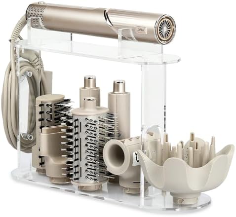 Upgraded Storage Holder for Shark FlexStyle– 7-Hole Acrylic Stand Organizer for Long Barrels & Diffuser, Countertop Holder for Shark Flex Style Accessories for Bathroom Vanity Makeup Table by TOSAGEHairStyler