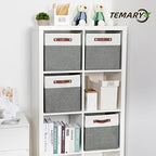 Temary Storage Cubes 12x12 Fabric Cube Storage Bins Foldable Storage Baskets with Handles, Decorative Storage Boxes for Organizing, Home, Office, Nursery, Shelf, Closet (White & Grey, 12 x 12 x 12) - Image 6