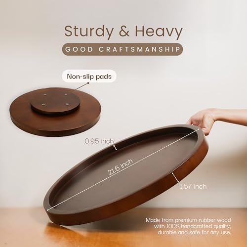 CONMEOCON- 22" Large Wooden Lazy Susan for Table Top, Kitchen Countertop Organizer with Modern Farmhouse Style, Lazy Susan for Charcuterie Boards Cheese Board - Image 2