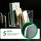 Clear Acrylic 3-Slot Magazine File Holder, Vertical Desk Organizer - Image 3