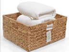 KOKODO 16.5"Lx13"W Extra Large/Jumbo Wicker Storage Baskets with Chalkboard, Stylish and Durable Water Hyacinth Rectangle Handwoven Basket Bin with Metal Frame & Handle for Room Organizing - Image 2