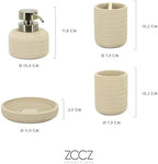 ZCCZ Beige Bathroom Accessories Set 4 Pcs - Toothbrush Holder, Soap Dispenser, Vanity Tray, Tumbler - Countertop Organizer for Bathroom Decor - Stylish and Functional Accessory Set for Home - Image 7