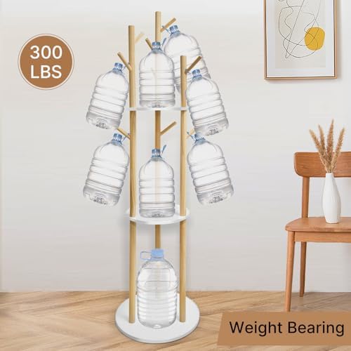 LIWSHWZ Solid Wood Coat Rack Freestanding,Coat Hanger Stand with 3 Shelves and 9 Hooks,Hall Tree for Bedroom, Entryway, Livingroom, Coat Hanger Stand for Coats, Scarves, Handbags - Image 5