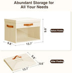 Homsorout Large Storage Bins with Lids - 6 Pack Foldable Decorative Organizers with Clear Windows & Handles, Cube Storage Organizers for Clothes, Blankets, Sweaters, Sheets, Beige - Image 6