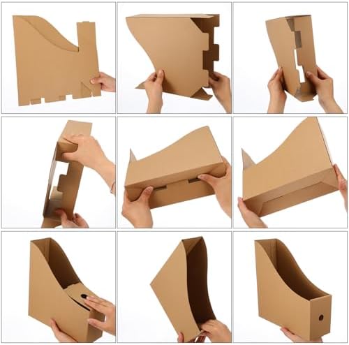 20 Pack Cardboard Magazine File Holders, Sturdy Book Bins for Classroom Library, 10.6'' ×10.2'' ×3.5'' Inch Vertical File Folder Box - Image 3