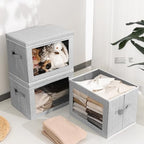Homsorout Stackable Storage Bins with Lids - Large Decorative Basket with Lids, Fabric Foldable Closet Organizer Bins, Shelf Organizer for Living Room, Dorm, 5 Pack, Blended - Image 3