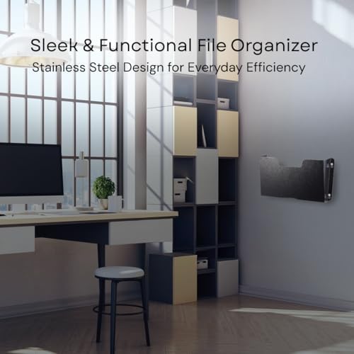 Single Pocket Wall File Organizer, Metal Letter Size Office Wall Organizer - Image 2