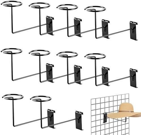 Gridwall Display Hat Retail - 10pcs Hat Helmet Rack Gridwall Accessories for Retail Store Garage(Black) by YMOBBU