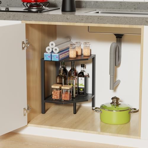 Creso hom Corner Shelf Stand, 2 Tier Industrial Corner Bookshelf - Image 7