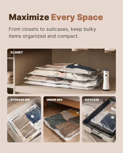 Vacbird Vacuum Seal Bags for Clothing, 20 Pack Vacuum Storage Bags with Rechargeable Cordless Air Pump(5J+5L+5M+5S), Space Saver Bags for Clothes Blanket Duvets Pillows Comforters Travel - Image 6