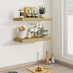 Fun Memories Floating Shelves 24 Inch Long, 9.3 Inch Deep Floating Shelf for Lving Room, Bedoom, Kitchen, Deep Wall Shelves for Bathroom, 2 Pack Storage Display Shelf for Books, Decors, Oak - Image 2
