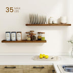 Dreamland 36Inch Floating Shelves for Wall, Rustic Wooden Floating Shelves for Bathroom|Bedroom|Kitchen, 2 Pack Deep Wall Mounted Book Shelf, Wood Storage Display Shelf for Home Decor, Brown - Image 2