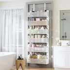 Over The Door Organizer, 6-Tier Heavy-Duty Metal Mesh Rack, Adjustable Large Baskets, 2-in-1 Hanging or Wall Mount Spice Rack, Behind The Door Organizer for Bedroom Closet Bathroom Pantry Kitchen - Image 6